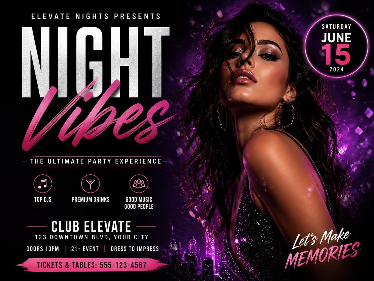 Party Flyer graphic made with Graphic Generator